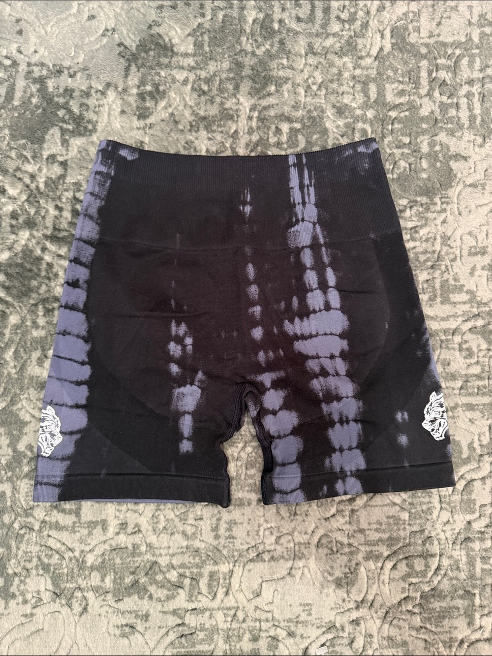 Darc Sport Tie-Dye Black & Purple Stretch Bike Scrunch Butt Shorts NEW